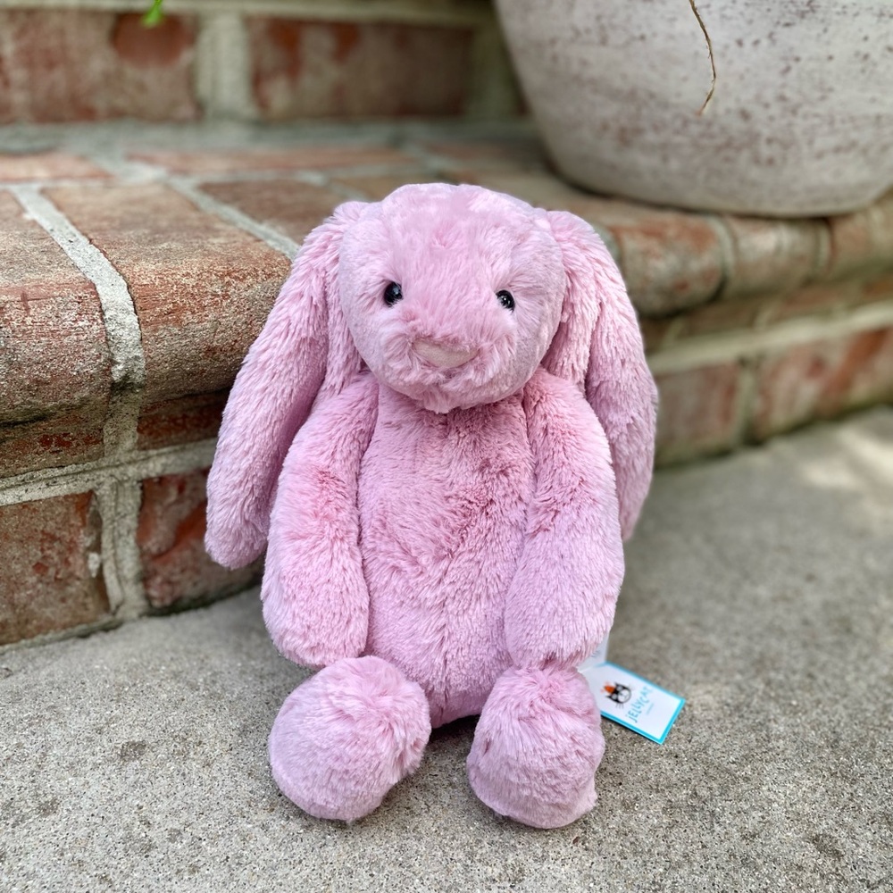 100% Authentic Bashful Pink Tulip Bunny Jellycat- NWT - Picture 2 of 5
